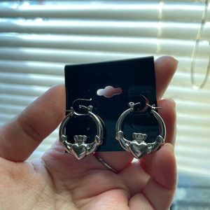 ASOS Holding Heart Small Hoop Earrings